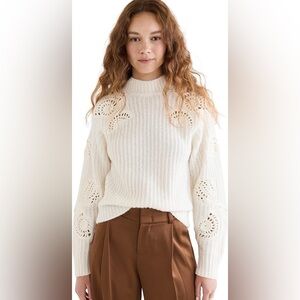 Vince Cream mock alpaca wool turtleneck with crochet, size xs